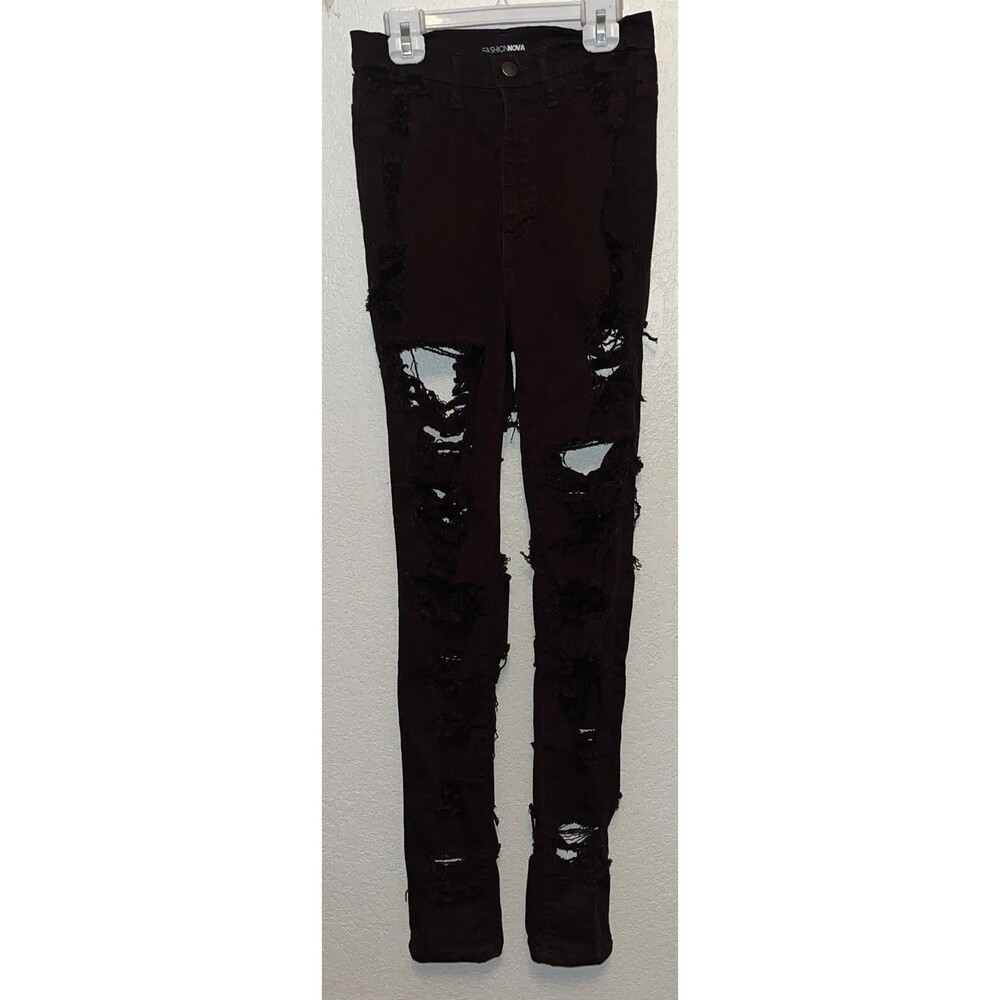 Fashion Nova Jeans  Distressed Ripped denim Jeans Women Sz 5 Brown